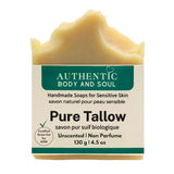 1 Ingredient Organic Tallow Soap for Sensitive Skin - 130 grams plus, Pack of 1 - Unscented and Fragrance Free Beef Tallow Skincare, Naturally Gentle (UNSCENTED) (PURE SINGLE BAR)