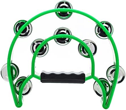 Musfunny Tambourine with Double Row Metal Jingles Hand Held Percussion Tambourines Musical Educational Instrument for Adults Kids Party KTV (Green)
