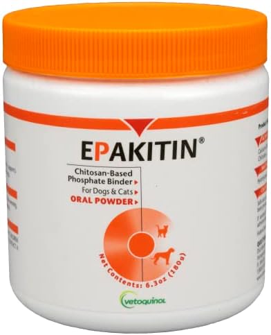 Vetoquinol Epakitin Chitosin-Based Phosphate Binder for Cats & Dogs – Renal Support Supplement Powder - 180g