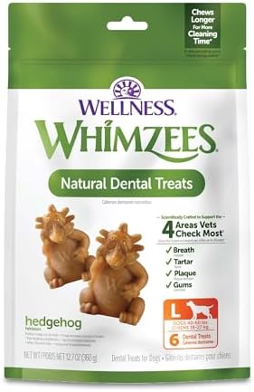 Whimzees 329971 Hedgehog Assorted, Medium/7Piece, 1Piece, Vegetable, Large (6 Count)