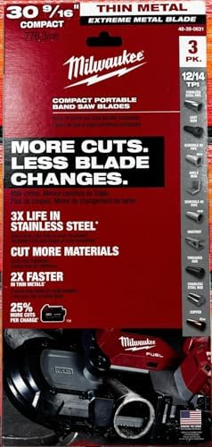 Milwaukee 48-39-0631 30-9/16" 12/14 TPI Compact Extreme Thick Metal Band Saw Blade 3 Pack