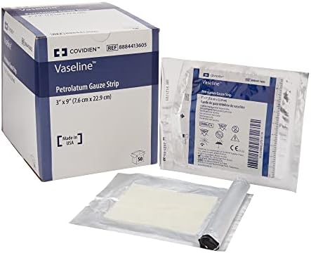 Vaseline Petrolatum Gauze Strip Dressing - 3" x 9", Box of 50 - Covidien