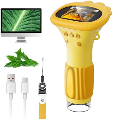 Microscope for Kids, SKYBASIC 2" IPS Screen 1000X Handheld Digital Microscopes HD Pocket Portable Mini USB Microscope Camera, PC Compatible, Science Edu Fun Birthday Gifts Toys for Children Students