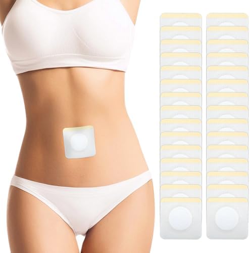 30Pcs Self-Adhesive Castor Oil Pack Wrap for Belly Button,Disposable Highly Absorbent Organic Cotton Castor Oil Packs,No Wash,Anti-Seepage(Oil Not Included)