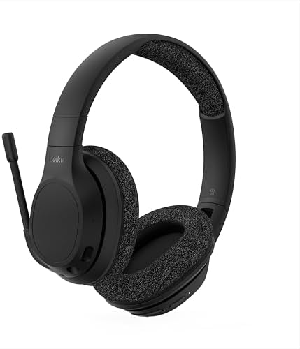 Belkin SoundForm Adapt Wireless Over-Ear Headset, Headphones for Work, Play, Gaming, & Travel w/Built-in Boom Microphone, 45H Battery Life - Compatible with iPhone, iPad, Galaxy, and More - Black