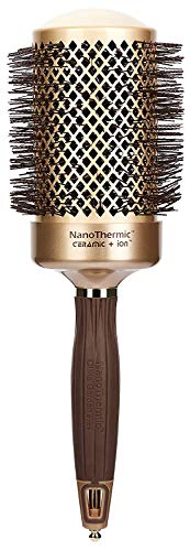 Olivia Garden NanoThermic Ceramic + Ion Round Thermal Hair Brush for Curly, Wavy, All Hair Type, NT-64 (2 3/4"), Gold and Chocolate