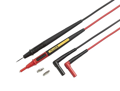 Fluke TL175E TwistGuard Double Insulated Silicone Test Lead Set with Removable 4mm Lantern Tips, 2mm Diameter Probe Tips