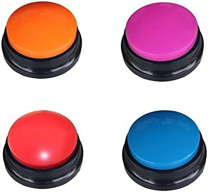 Artist Unknown 4 Color Voice Recording Button, Dog Buttons for Communication Pet Training Buzzer, 30 Second Record & Playback, Funny Gift for Study Office Home - 4 Color Packs
