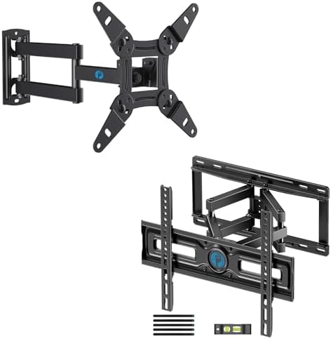 Pipishell Full Motion TV Wall Mount for Most 13-42 Inch TVs, Max VESA 200X200 Holds up to 44LBS & PIMF4 Full Motion Wall Mount for 26-65 inch Flat or Curved TVs up to 99 lbs with 3 Bracket Heights