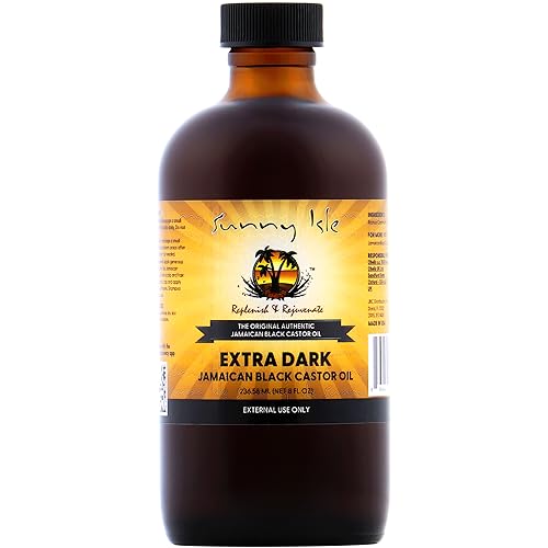 Sunny Isle Extra Dark Jamaican Black Castor Oil, 8 fl. oz. | 100% Natural High Potency Treatment for Hair, Scalp