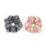 Kitsch Satin Hair Scrunchies for Women - Softer Than Silk Scrunchies for Hair | Satin Scrunchies for Girls & Stylish Satin Hair Ties | Cute Satin Hair Scrunchie for Styling, 2 pack (Blush/Charcoal)