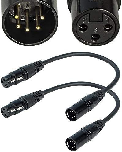 SiYear 3 Pin XLR Female to 5 Pin XLR Male Audio Cable for Microphone DMX Stage Light Turnaround ，XLR3Fto XLR5M Adapter Cable （12inch / 2Pack