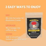 8-Mushroom Hot Cacao Mix by Malama, Organic Fruiting Body Mushroom Blend featuring Lion's Mane, Reishi, Cordyceps, Chaga, Turkey Tail, Superfood Adaptogenic Unsweetened Mushroom Cacao Mix