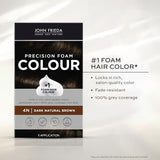John Frieda Brown Permanent Precision Hair color Foam Hair Color Kit, Brown Hair Dye, 4N Dark Natural Brown Hair Color, Pack of 2
