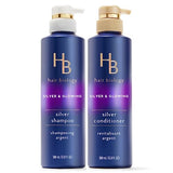 Hair Biology Biotin-Infused Purple Shampoo and Conditioner Set for Grey Hair, Anti-Brassiness, Moisturizing, Color-Safe, Silver & Glowing, Corrects Yellow Tones, 12.8 Fl Oz Each, 2 Pack