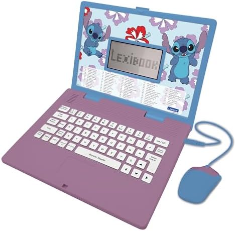 Lexibook - Disney Stitch - Bilingual English/Spanish Educational Laptop, 124 Language Activities, Writing, Maths, Logic, Music and Games, Boys and Girls, JC598Di2