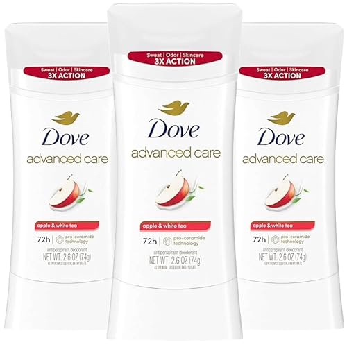 Dove Advanced Care Deodorant Stick Apple & White Tea with 72-hour Sweat & Odor Protection, 2.6 oz (Pack Of 3)