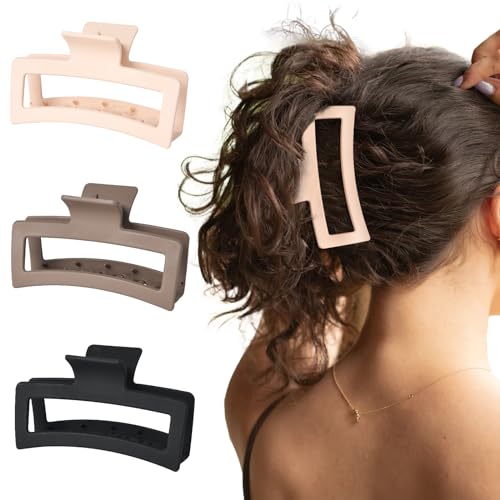 Yanibest 3 Pack Hair Clips for Women 4.3 Inch Large Claw Clips for Women Thick Curly Hair, Big Matte Banana Clips,Strong Hold Jaw Clips