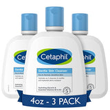 Cetaphil Face Wash, Hydrating Gentle Skin Cleanser for Dry to Normal Sensitive Skin, Mother's Day Gifts, NEW 4 oz 3 Pack, Fragrance Free, Soap Free and Non-Foaming