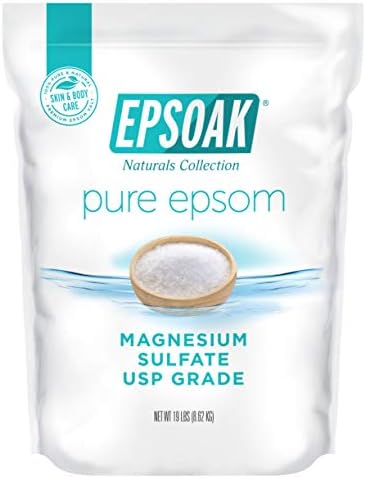 Epsoak Epsom Salt 19 lb. Magnesium Sulfate USP. (Qty. 1 x 19lb. Bags) Resealable Epsom Salt Bulk Bags Unscented, Made in The USA, Cruelty-Free Certified