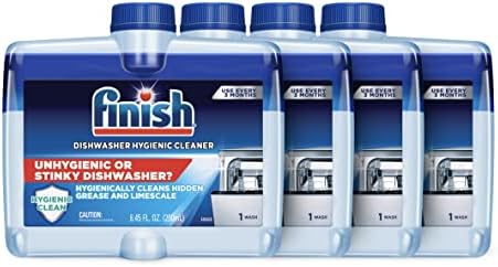 Finish Dishwasher Cleaner Liquid, 4 pack (8.45oz each), Dual Action: Hygienically Cleans Hidden Grease & Limescale, Fresh Scent – 1 Year Supply