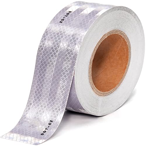 2" X 100ft DOT-C2 Reflective Safety Tapes Silver Adhesive Reflector Tape for Trailer Cars Trucks Outdoor Waterproof (Silver100FT)