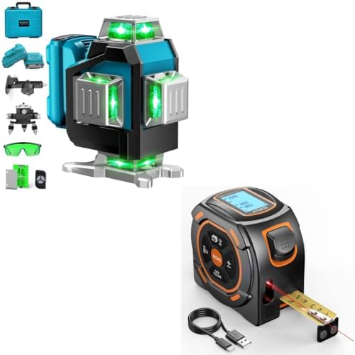 Elikliv 4x360° Cross Line Laser Laser & 197Ft Laser Tape Measure