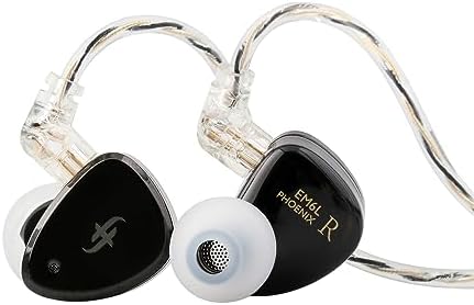 Linsoul SIMGOT EM6L 1DD + 4BA Hybrid Driver in-Ear Monitor, Gaming Earbud, HiFi IEM Earphone with 3D-Printed Resin Housing, Detachable OFC Silver-Plated Cable for Musician Audiophile