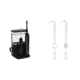 Waterpik Complete Care 9.0 Sonic Electric Toothbrush with Water Flosser, CC-01 Black, 11 Piece Set & DT-100E Implant Denture Replacement Tips Water Flosser Tip Replacement, Clear, 2 Count