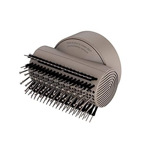 Shark XSKHD1SB IQ Styling Brush, Auto Preset Attachment for HyperAIR Blow Dryers, Rotatable Hot Brush, Styling Tools, For Straight, Wavy, Curly, and Coily Hair, Straight and Shiny Blowout, Stone