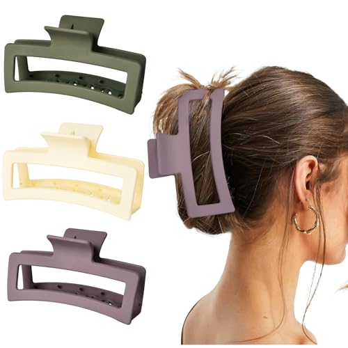 Yanibest 3 Pack Hair Clips for Women 5.1 Inch Large Claw Clips for Women Thick Curly Hair, Big Matte Banana Clips,Strong Hold Jaw Clips