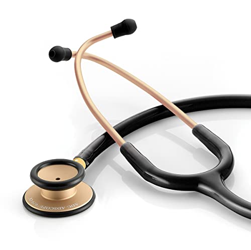 ADC 619CHM Adscope Lite Model 619 Ultra Lightweight Clinician Stethoscope with Tunable AFD Technology, Champagne Finish with Black Tubing