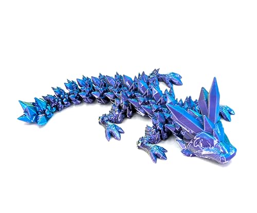Baby 5.5" Articulated Crystal Dragon - Multi Color 3D Printed Plastic Dragon Figure - Rainbow Pearlescent Colors - Interlocked Body Segments and Legs (Baby 5.5", Periwinkle Lime)
