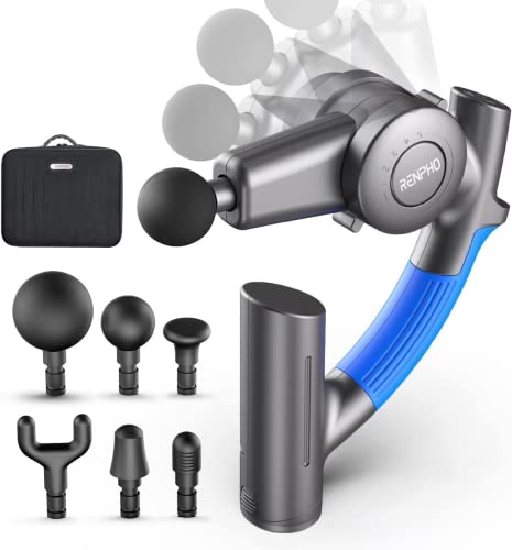 RENPHO R4 Massage Gun with Adjustable Arm,Deep Tissue Massager Gun Easy to Massage Back,Professional Percussion Muscle Massage Gun for Athletes,Portable Electric Sport Massager-FSA and HSA Eligible
