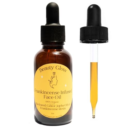 Frankincense Resin Infused Organic Black Seed, Castor & Jojoba Oils for Face Anti-Aging Miracle Facial Moisturizer Cold Pressed Serum Natural Skincare Hydrates Skin Moisturizing Beauty Glow 1 Fl Oz