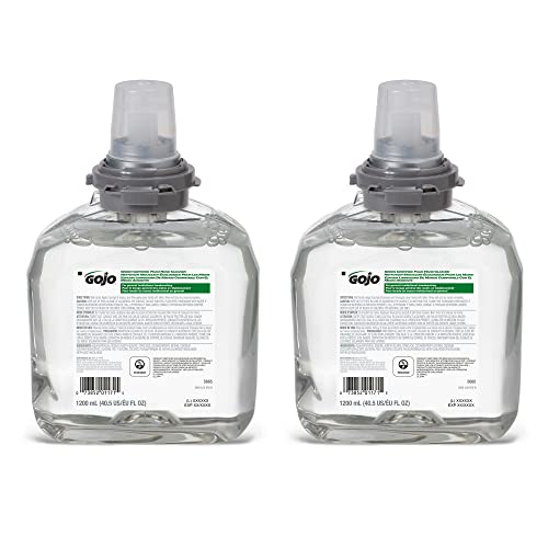 GOJO Green Certified Foam Hand Cleaner, Fragrance Free, EcoLogo Certified, 1200 mL Hand Soap Refill TFX Touch-Free Dispenser (Pack of 2) – 5665-02