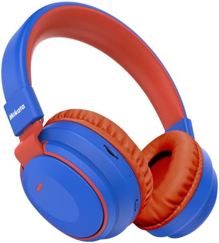 Kids Headphones Bluetooth 5.3 Wireless 60H Play Time Volume Limited 85/110dB Over Ear Foldable Headset with Cable Aux Mic for iPad Notebook Boy Girl Travel School Tablet Blue
