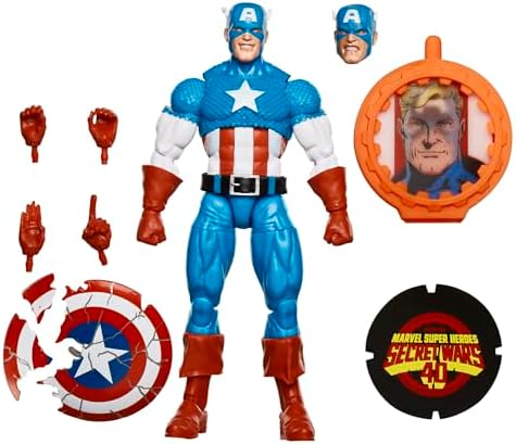 Marvel Legends Series Captain America, Avengers Retro Comics Secret Wars Collectible 6 Inch Action Figure with Shield