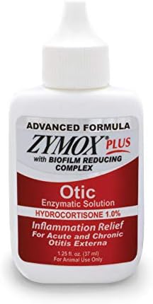 Zymox Advanced Formula Otic Plus Enzymatic Ear Solution for Dogs and Cats with 1% Hydrocortisone, 1.25oz