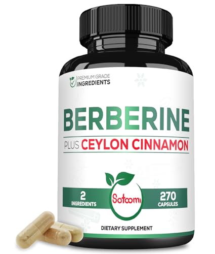 Berberine with Ceylon Cinnamon Supplement - 1500mg Extra Strength for Immune System, Digestive Health, Body Management & Energy Production - 270 Capsules - Gluten-Free, Non-GMO