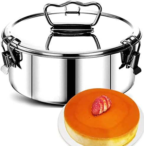 304 Stainless Steel Flan Pan for Instant Pot Flan Mold with Lid Flanera Flan Mold Pan 1.5 QT Capacity Flanera Original Flan Mold Flan Maker for Making Cupcakes Pudding (Style 1)
