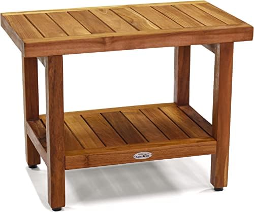 AquaTeak The Original 24" Spa Teak Shower Bench with Shelf