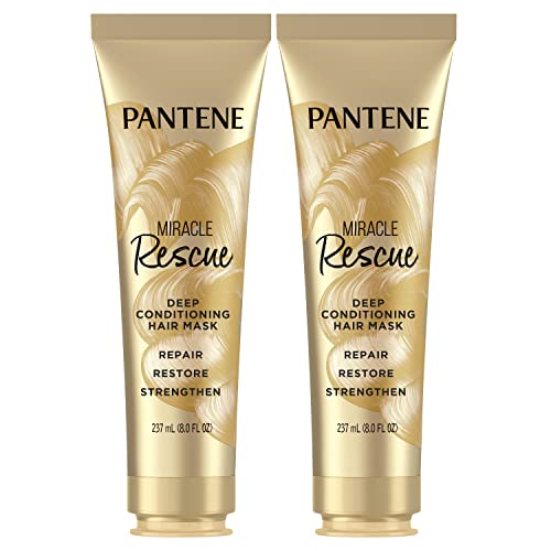 Pantene Hair Mask, Miracle Rescue Deep Conditioning Treatment, Hydrate Dry Hair, Pack of 2, 8 Oz Each