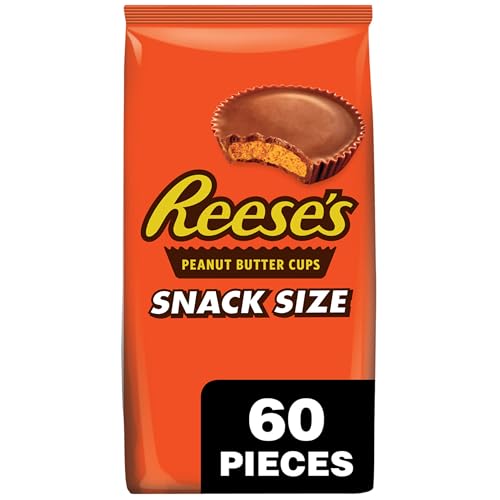 REESE'S Milk Chocolate Peanut Butter Snack Size Cups, Candy Bag, 33 oz (60 Pieces)