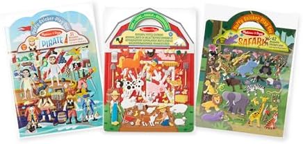 Melissa & Doug Puffy Sticker Play Sets - Safari, Pirate, On the Farm - Reusable Dress Up Doll Stickers, Restickable Puffy Sticker Book For Kids Ages 4+