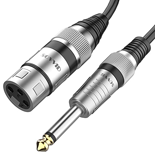 6FT XLR Female to 1/4 inch 6.35mm TS Mono Jack Unbalanced Microphone Cable Cord Wire, Quarter inch TS Female Mic Cord for Dynamic Microphone