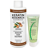 KERATIN RESEARCH Brazilian Keratin Hair Treatment Straightening Complex Blowout LONG Lasting Organic Natural Results with Argan Oil Keratina Brasilera