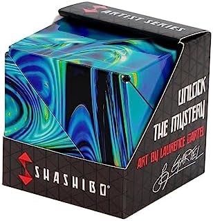 SHASHIBO Shape Shifting Box - Award-Winning, Patented Fidget Cube w/ 36 Rare Earth Magnets - Transforms Into Over 70 Shapes, Download Fun in Motion Toys Mobile App (Artist Series - Mystic Ocean)