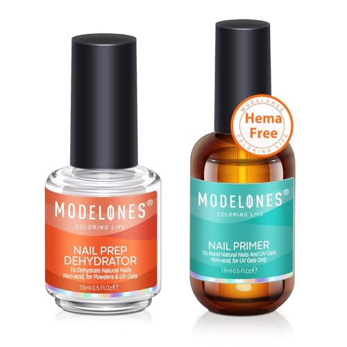 modelones 15 ml Nail Prep Dehydrator and Primer, Nail Prep Dehydrator & Nail Primer Kit, Acrylic Nail Supplies Primer