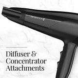 Remington Damage Protection Hair Dryer with Ceramic + Ionic + Tourmaline Technology, Black, 3 Piece Set